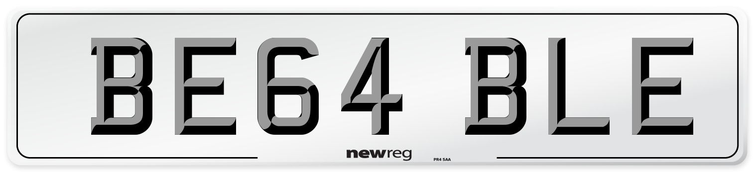 BE64 BLE Number Plate from New Reg